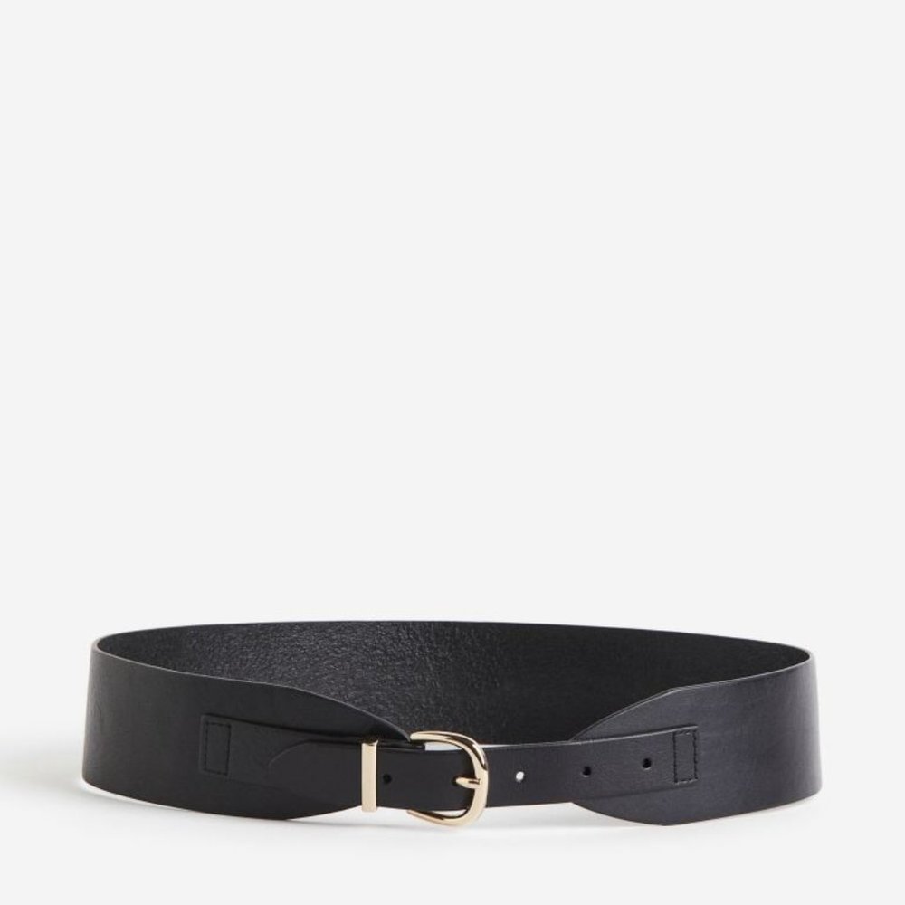 Black Leather Waist Belt NWT